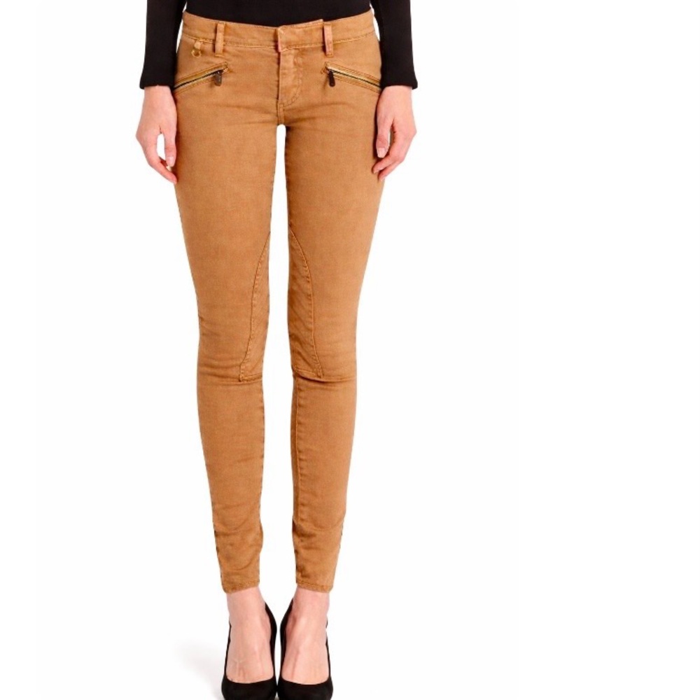 NWT Ralph Equestrian/Riding/Breech Style Jeans Knee Patch Snap Ankle Camel 26